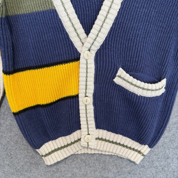 Vintage Bugle Boy Cardigan Sweater Womens Small 8-10 Collegiate 90s Chunky Knit - Picture 3 of 11